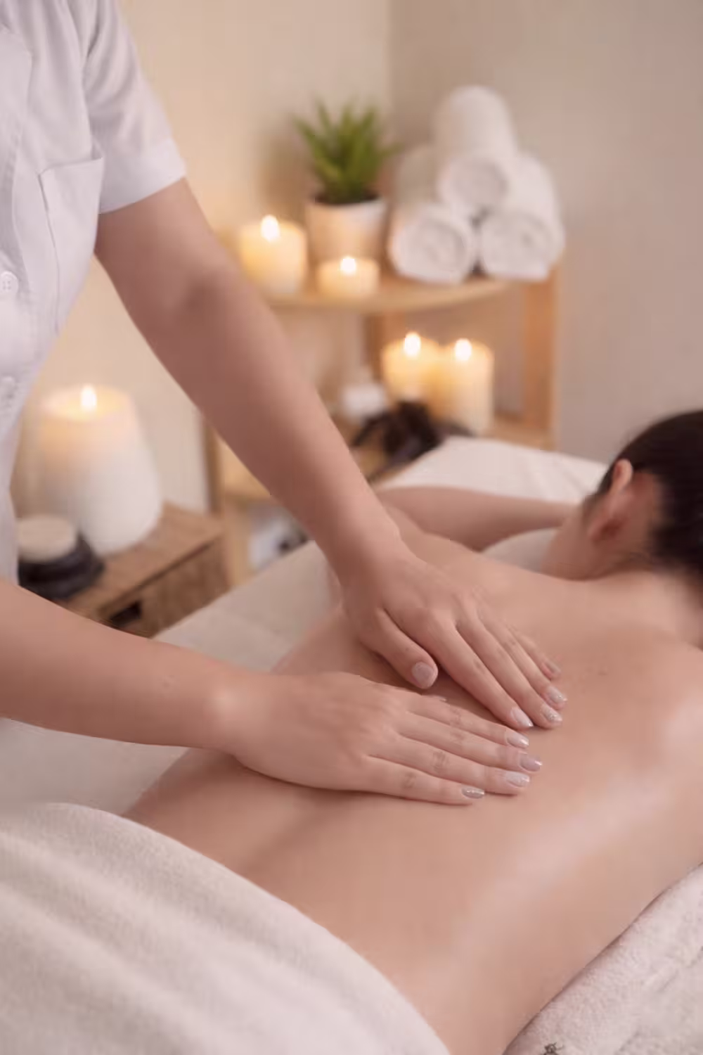 Therapist massaging a client's back